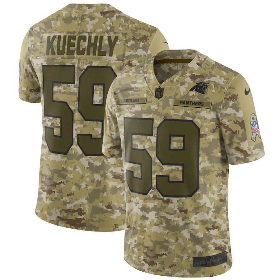 Men Carolina Panthers #59 Kuechly Nike Camo Salute to Service Retired Player Limited NFL Jerseys